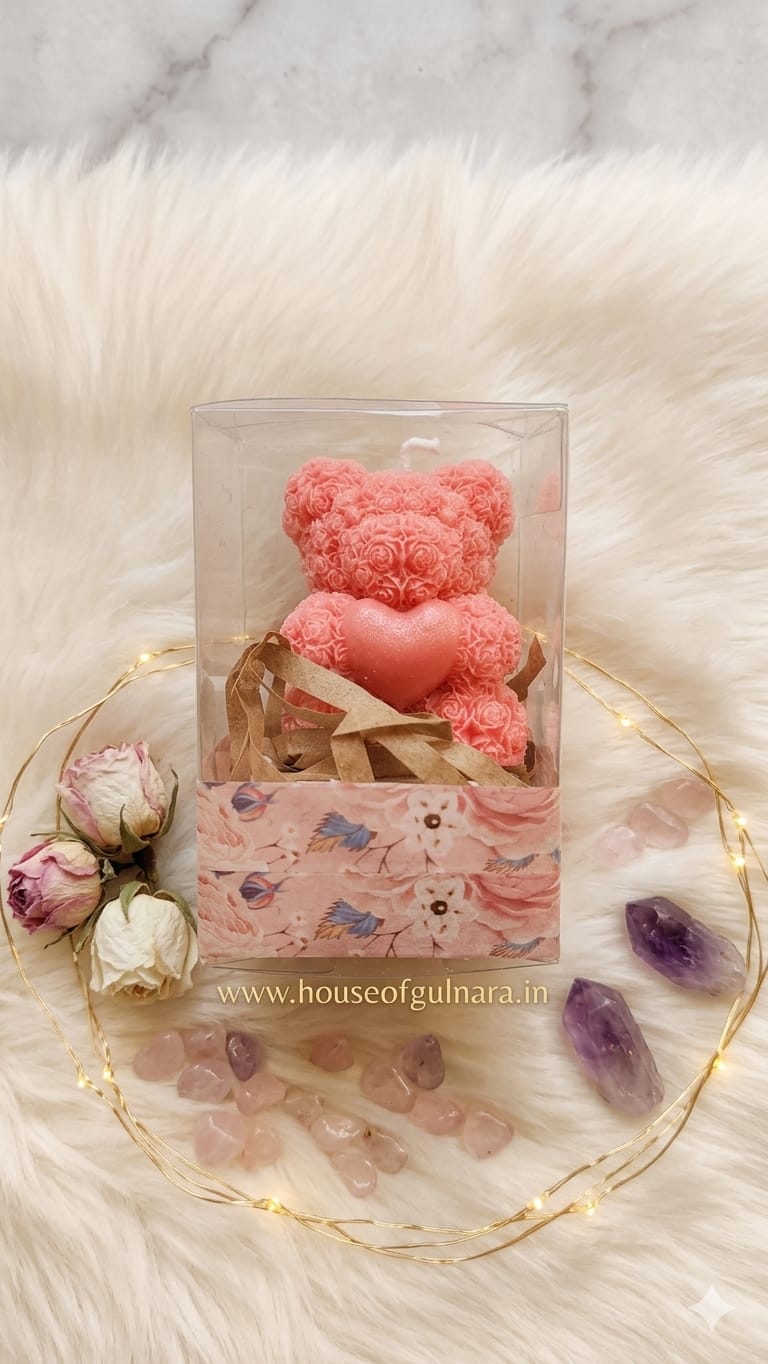 Teddy bear candle with stick-cake topper