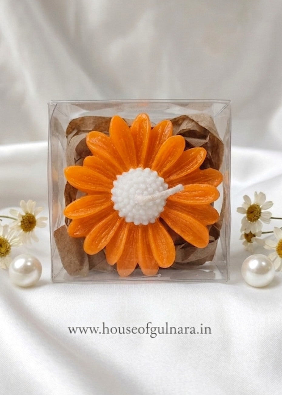 orange daisy candle