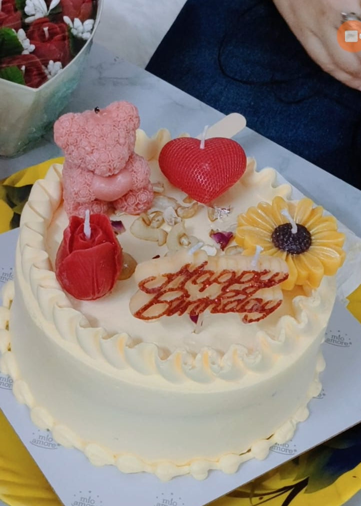 Heart Rose Candle with Stick – Cake Topper