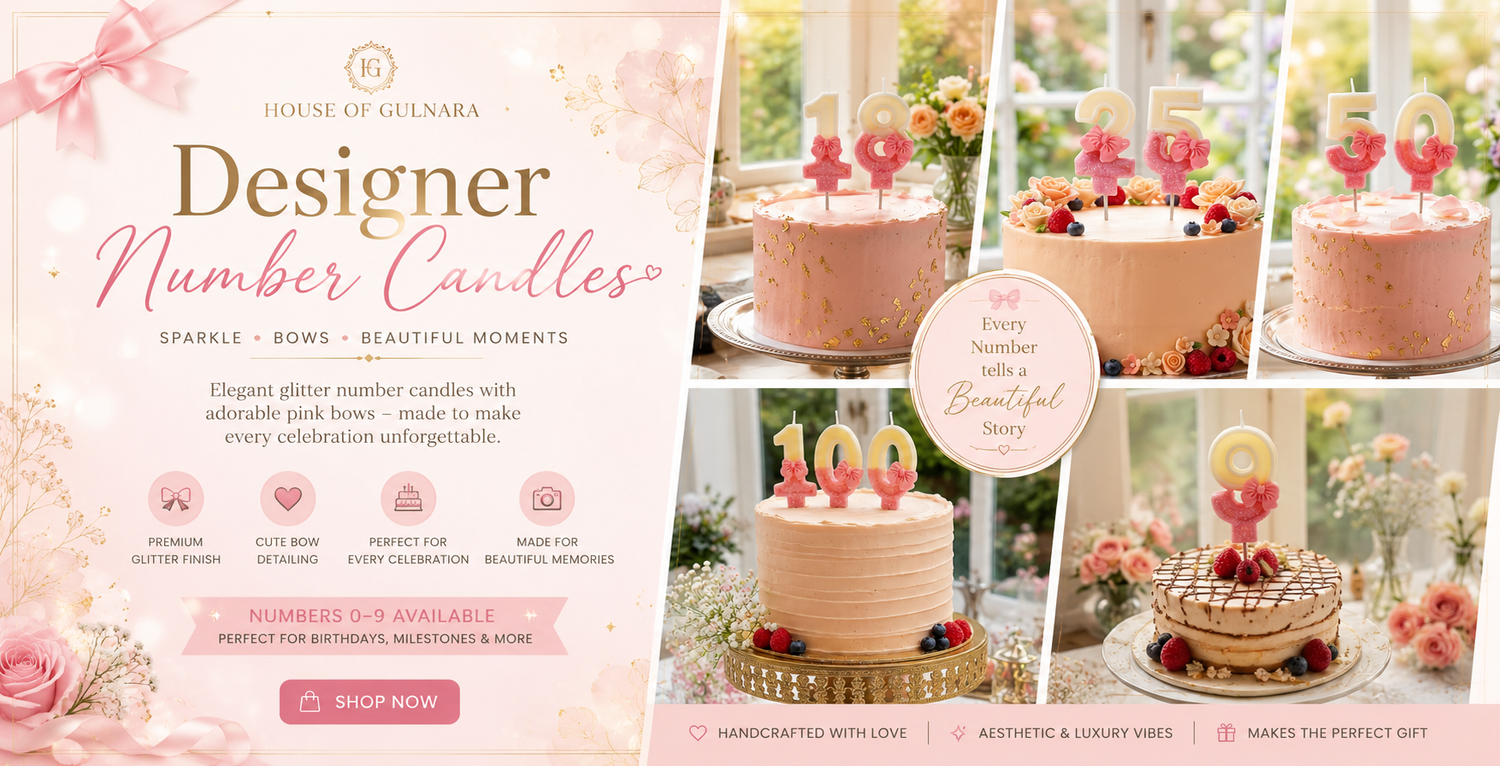 Designer Number Birthday Candle With Stick- Cake Topper