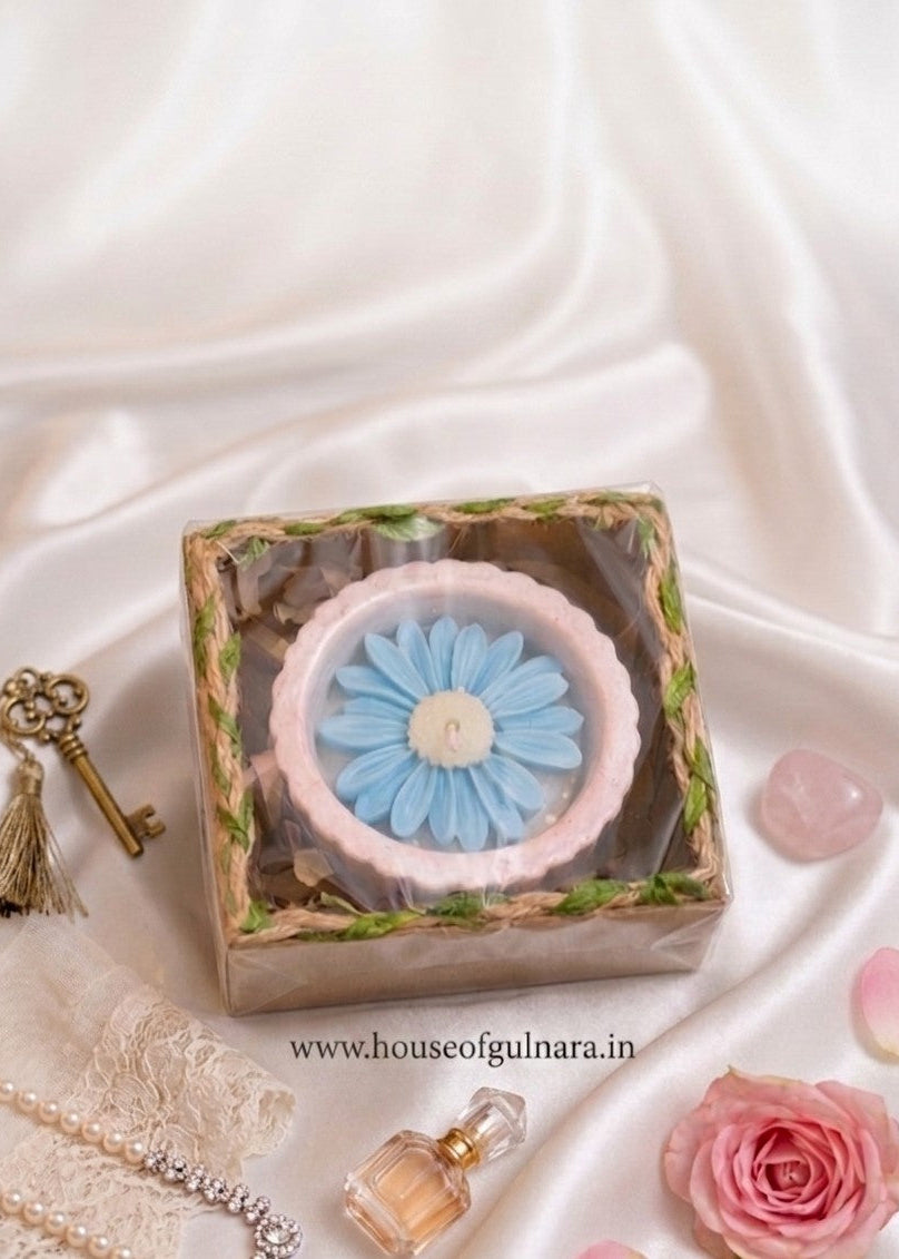 Daisy candle in ceramic bowl in kraft box 1