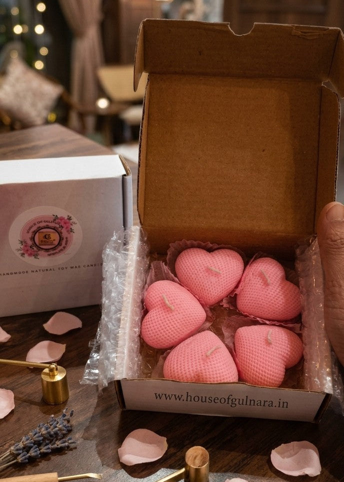 Mini Heart candle set of 5