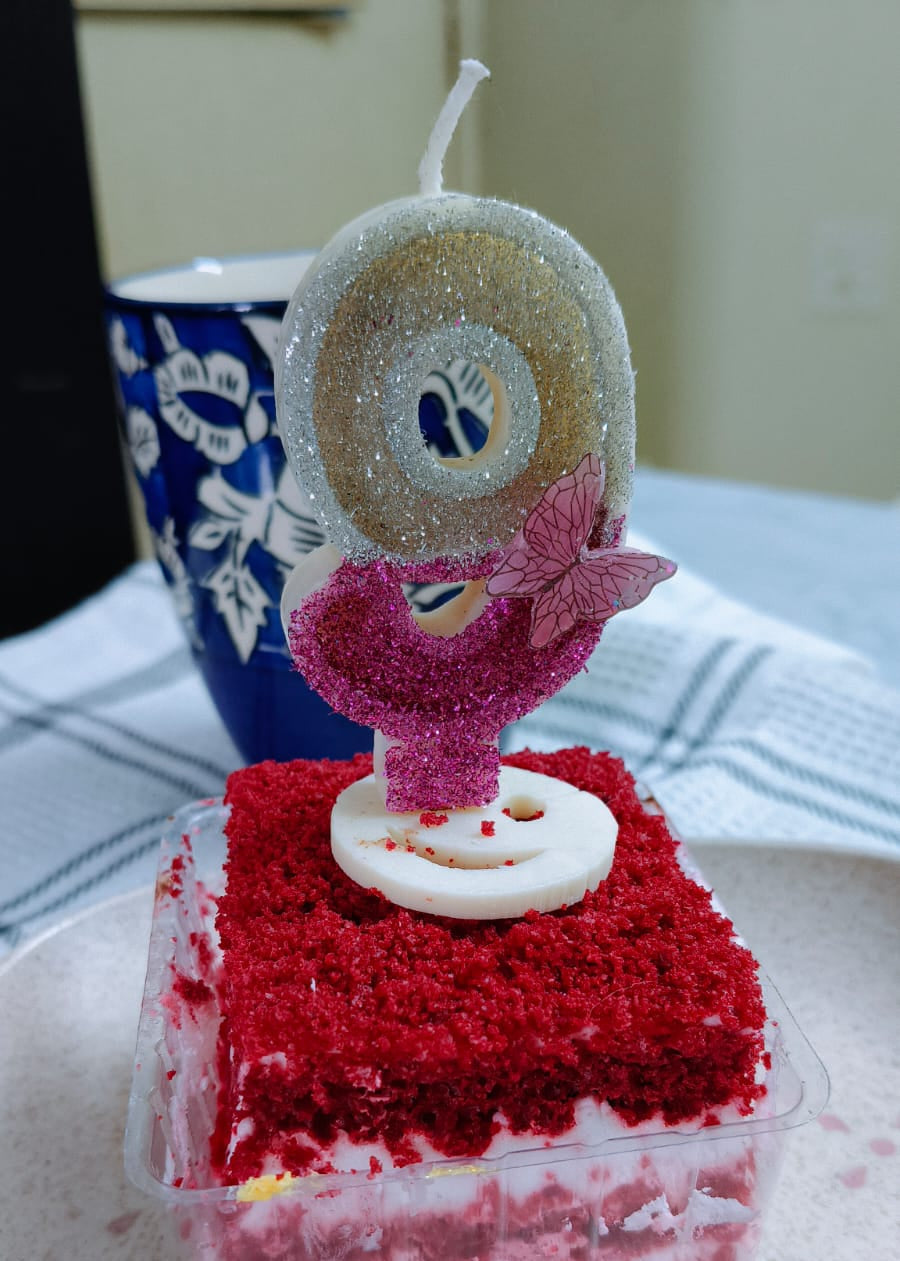 Nine Number Butterfly Glitter Candle – Cake Topper