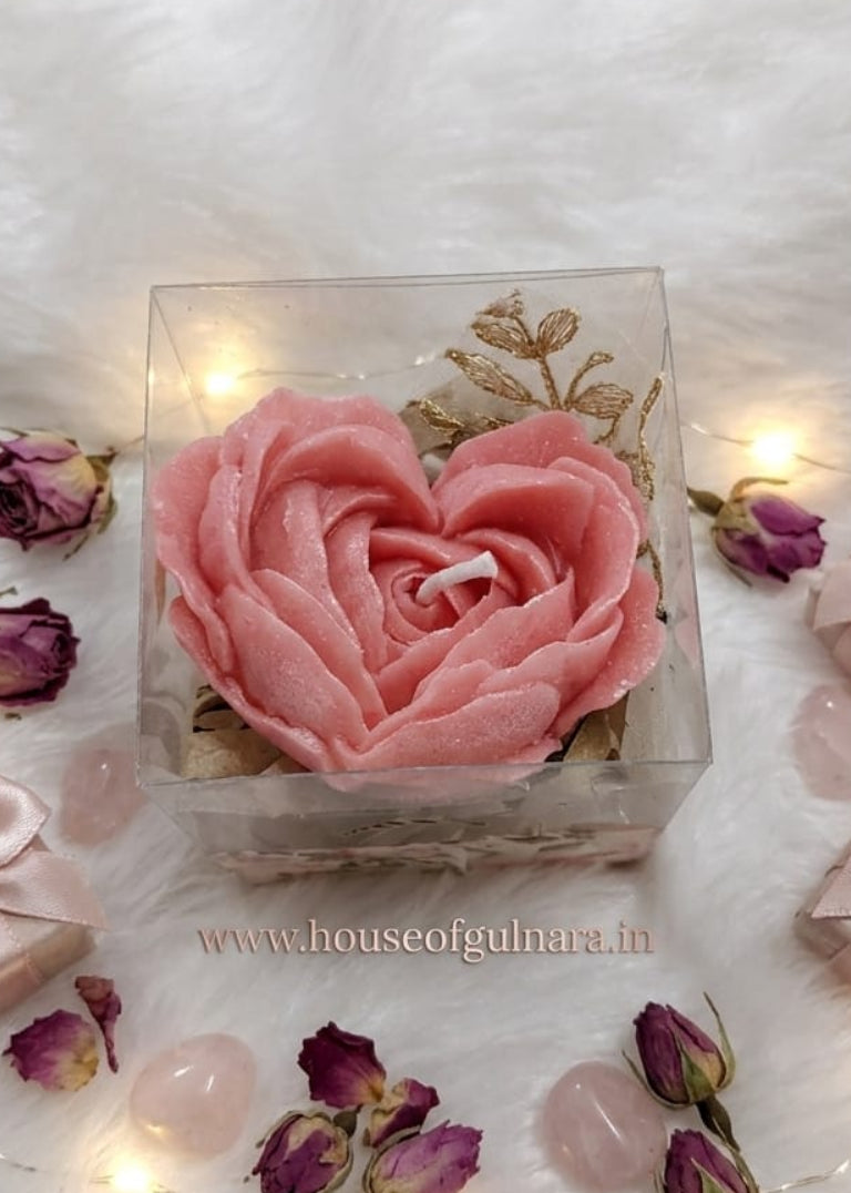 PINK HEART ROSE CANDLE