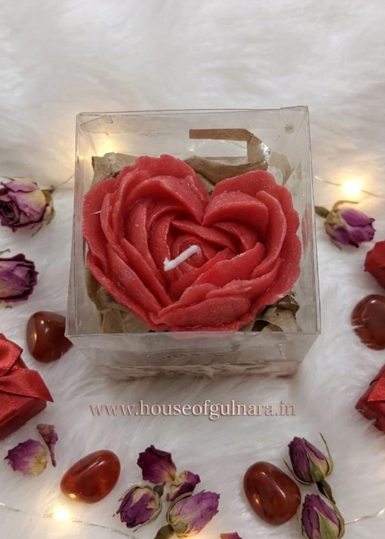 RED HEART ROSE CANDLE WITH STICK