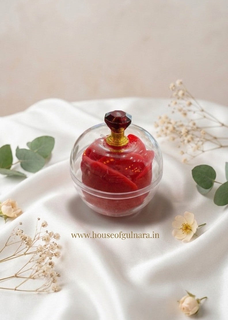 RED ROSE CANDLE IN APPLE FIBRE GLASS BOX