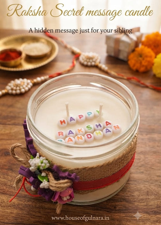 Raksha Secret Message Candle "HAPPY RAKSHA BANDHAN"