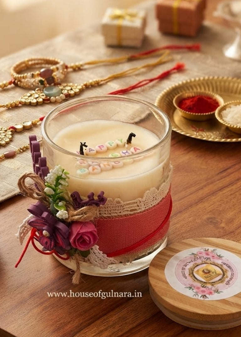 Raksha Secret Message Candle "HAPPY RAKSHA BANDHAN"