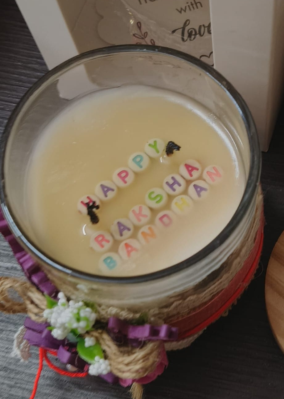 Raksha Secret Message Candle "HAPPY RAKSHA BANDHAN"