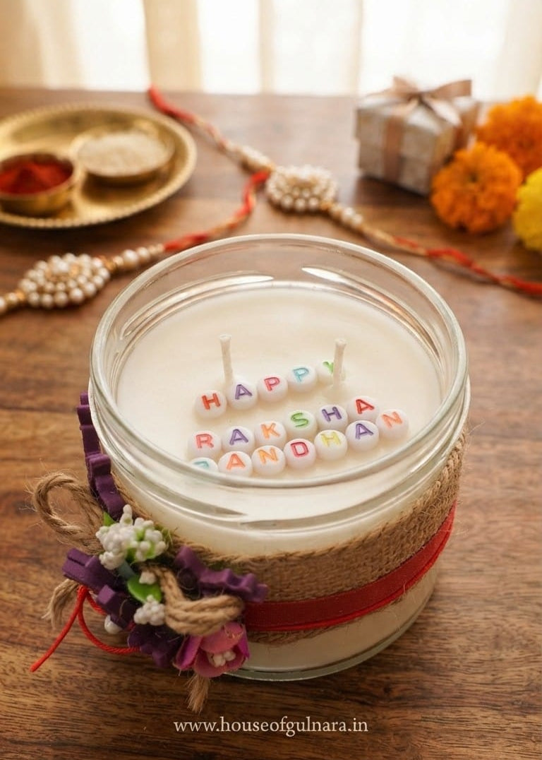 Raksha Secret Message Candle "HAPPY RAKSHA BANDHAN"