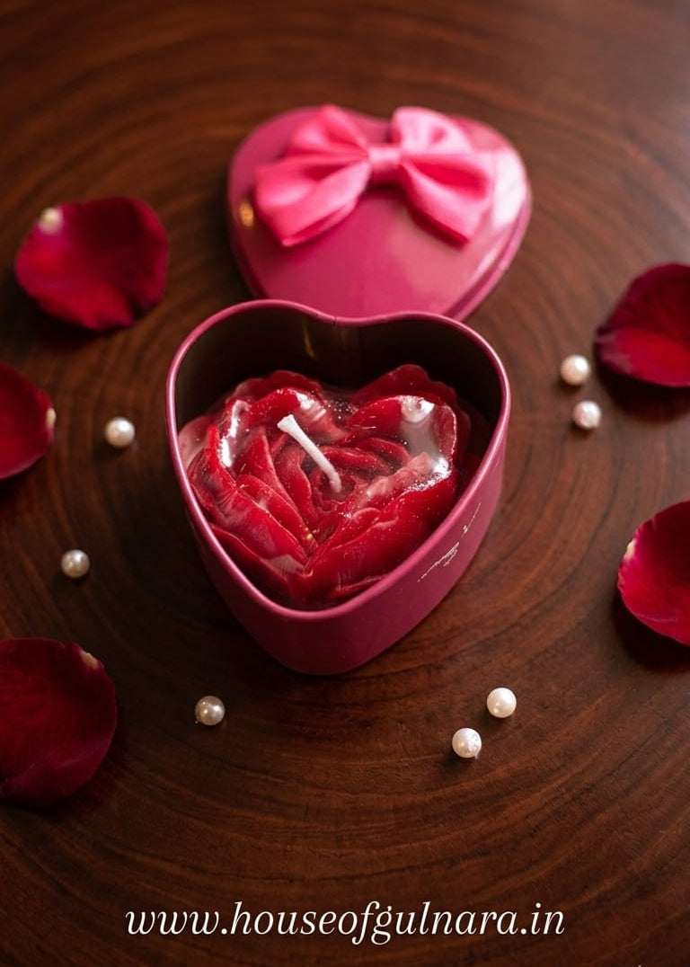 Red Heart Rose In Heart Tin Box