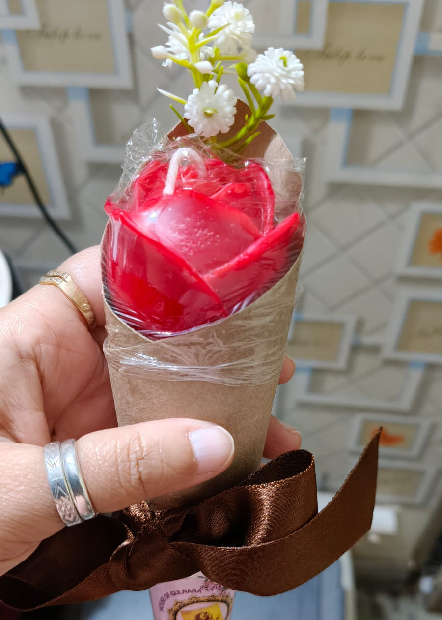 Red rose single wrap candle