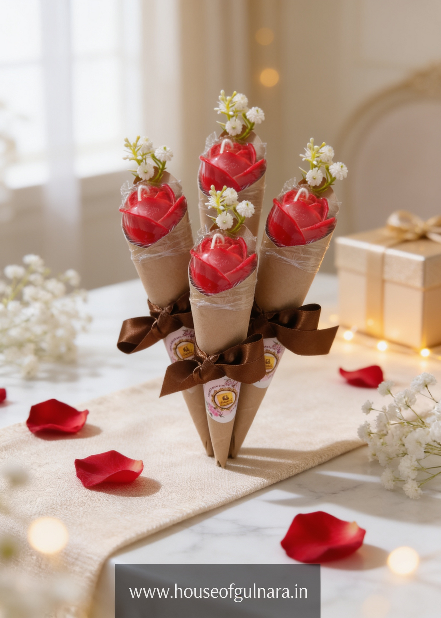 Red rose single wrap candle