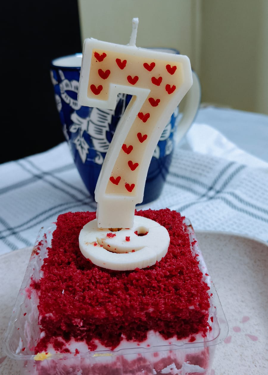 Seven Number Mini Red Heart Candle with Stick – Cake Topper
