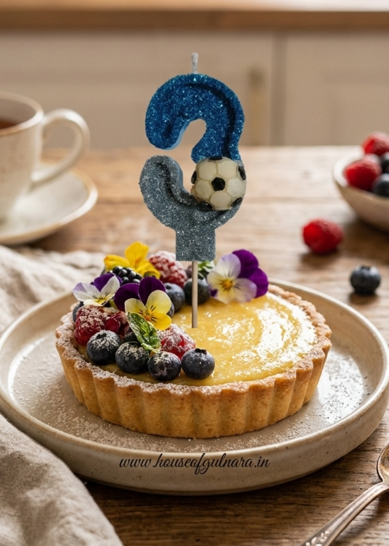 THREE BLUE FOOTBALL GLITTER  NUMBER DESIGNER CANDLE WITH STICK