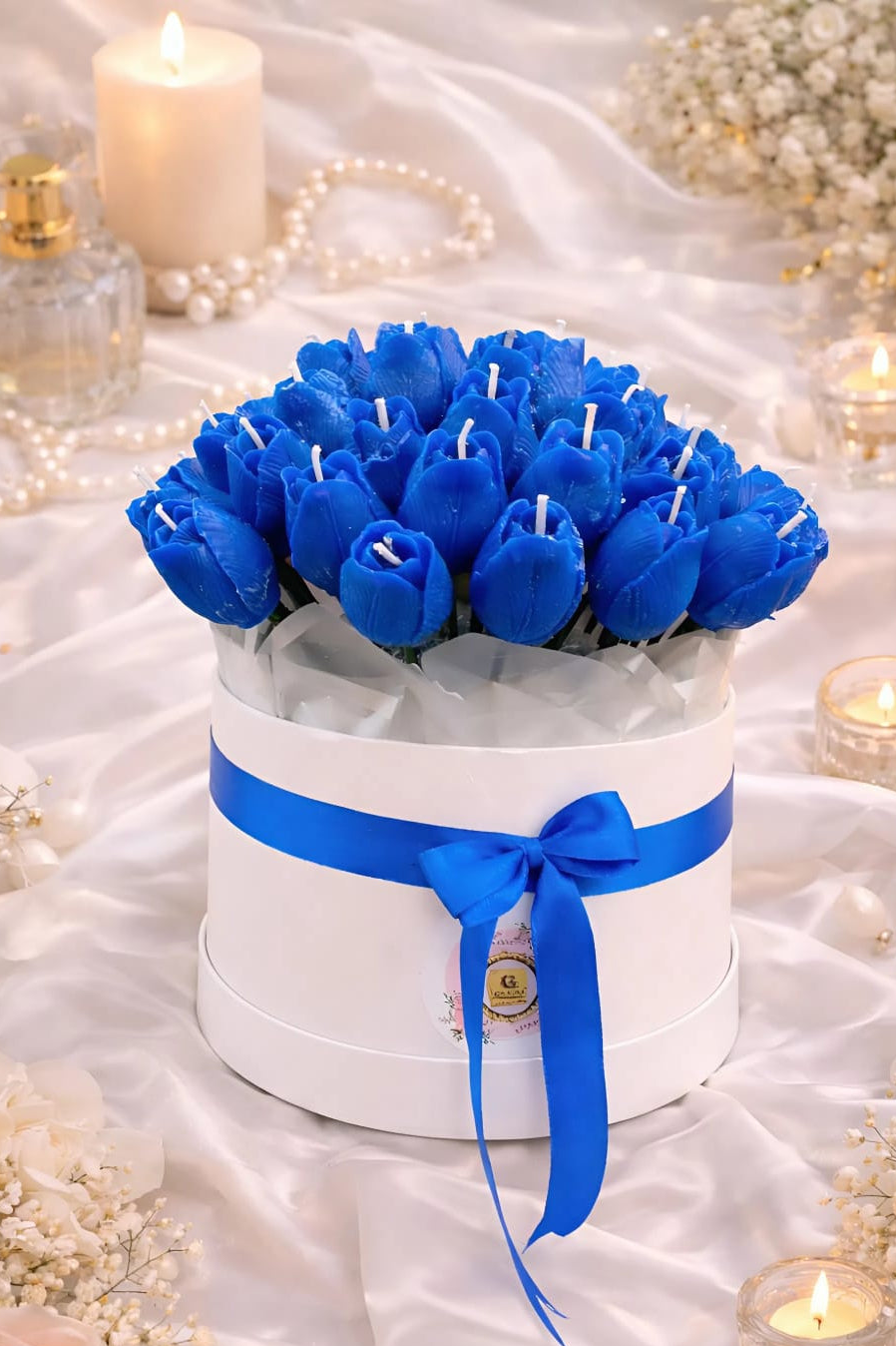 Royal Luxe Imperial Blue Tulip Candle Bouquet