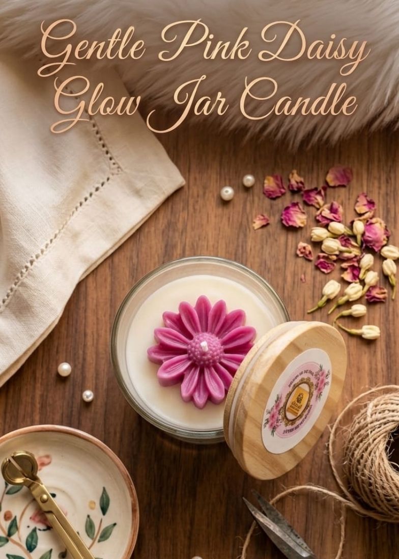Gentle Pink Daisy Glow Jar Candle