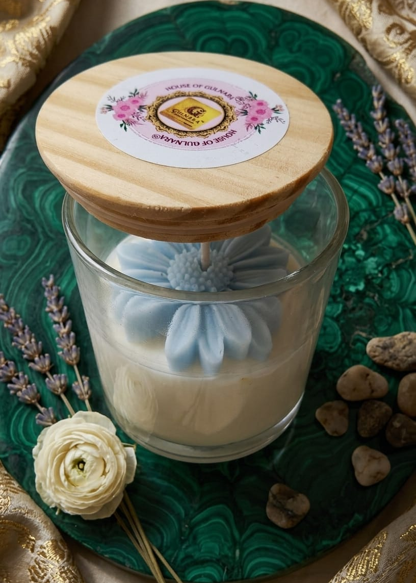 Gentle Blue Daisy Glow Jar Candle