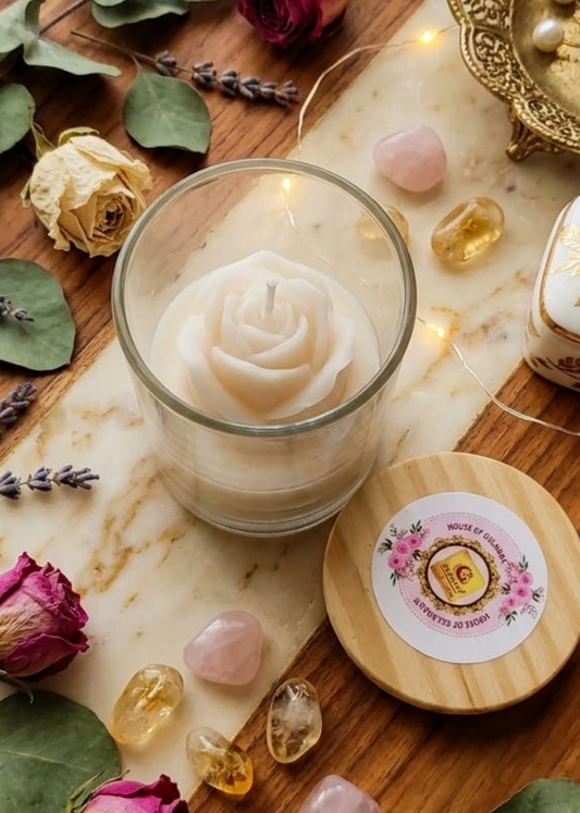 White Rose Crown Glass Jar Candle