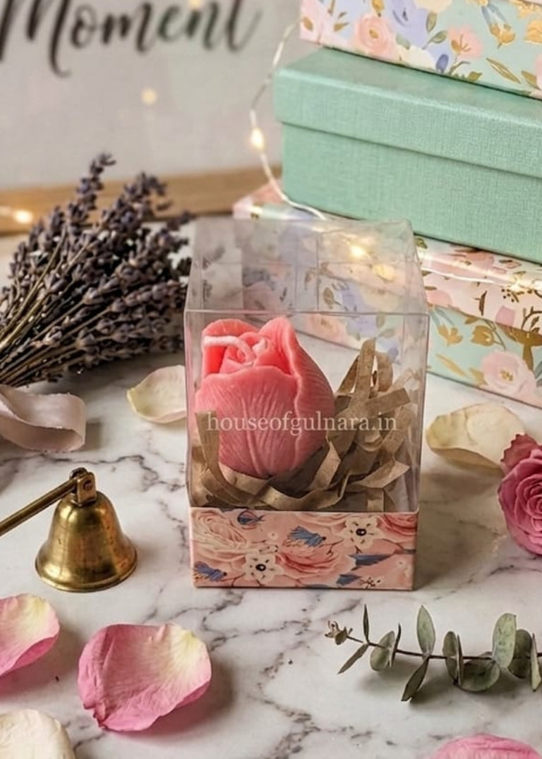 pink tulip candle with stick