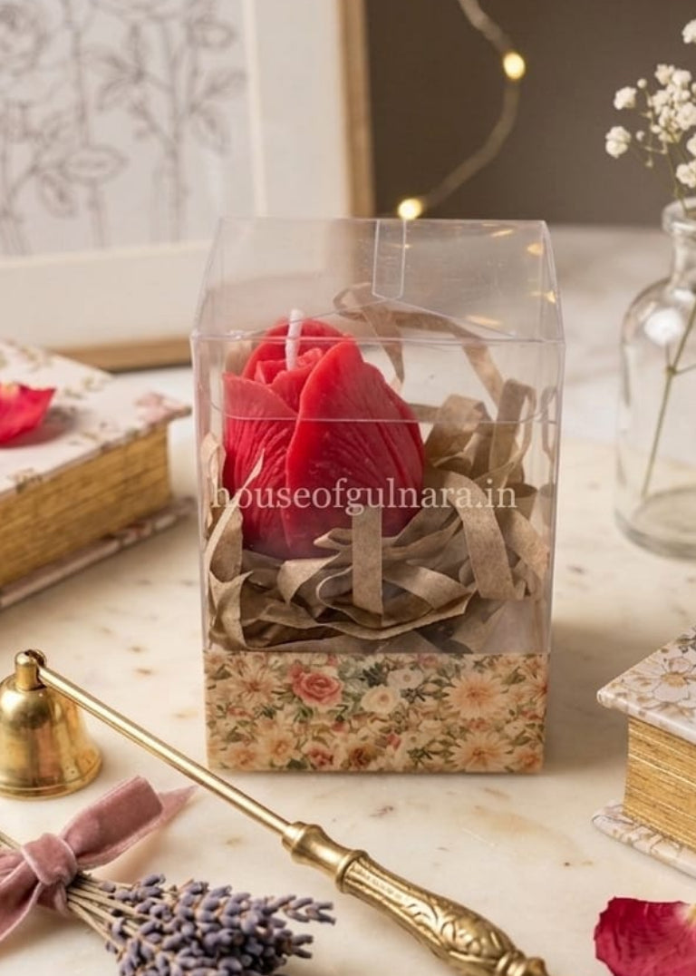red tulip candle with stick