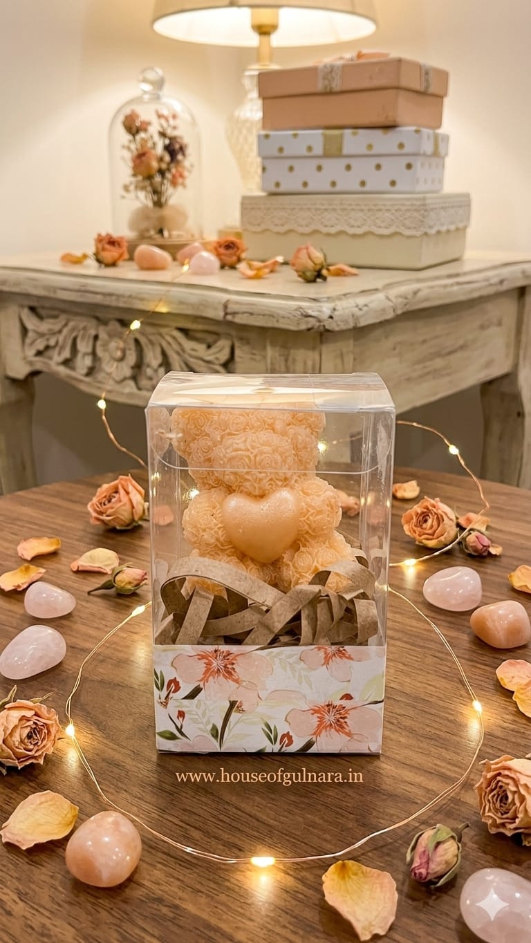 Teddy bear candle with stick-cake topper