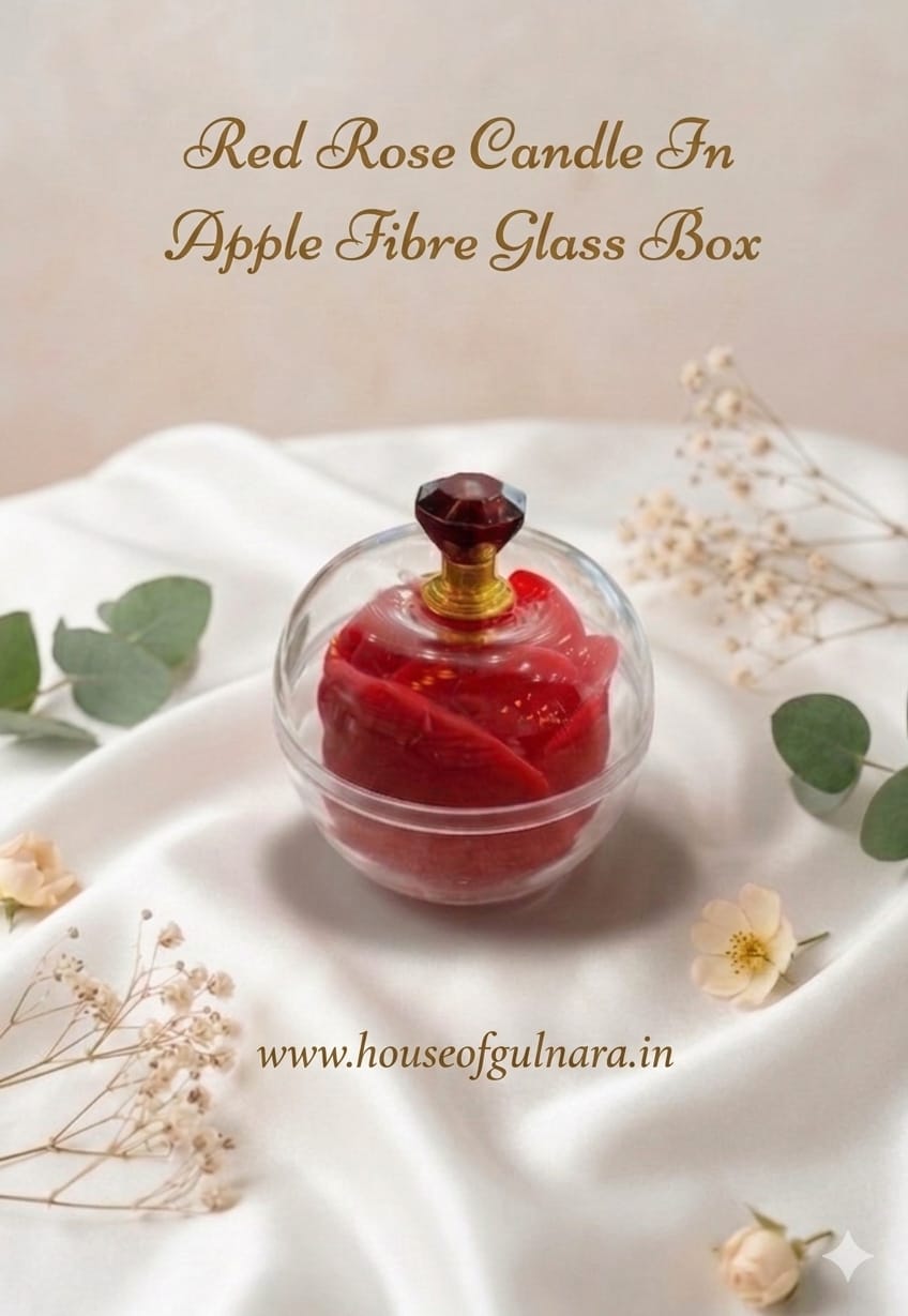 RED ROSE CANDLE IN APPLE FIBRE GLASS BOX