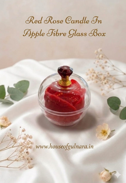 RED ROSE CANDLE IN APPLE FIBRE GLASS BOX