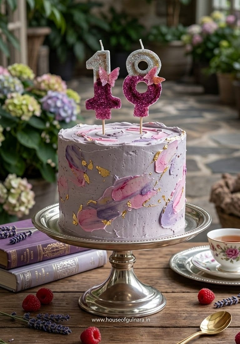 Two Number Butterfly Glitter Candle – Cake Topper