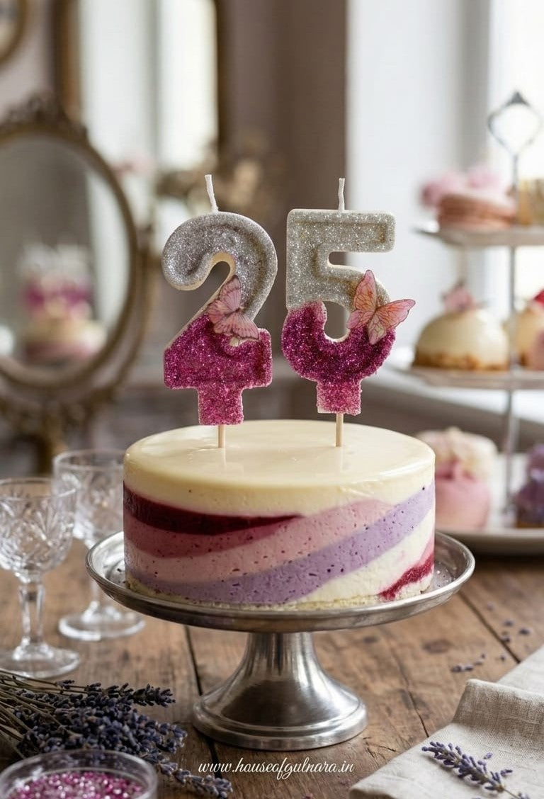 Four Number Butterfly Glitter Candle – Cake Topper