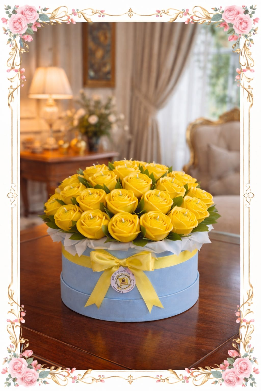 Royal Luxe  Yellow Rose Candle Bouquet