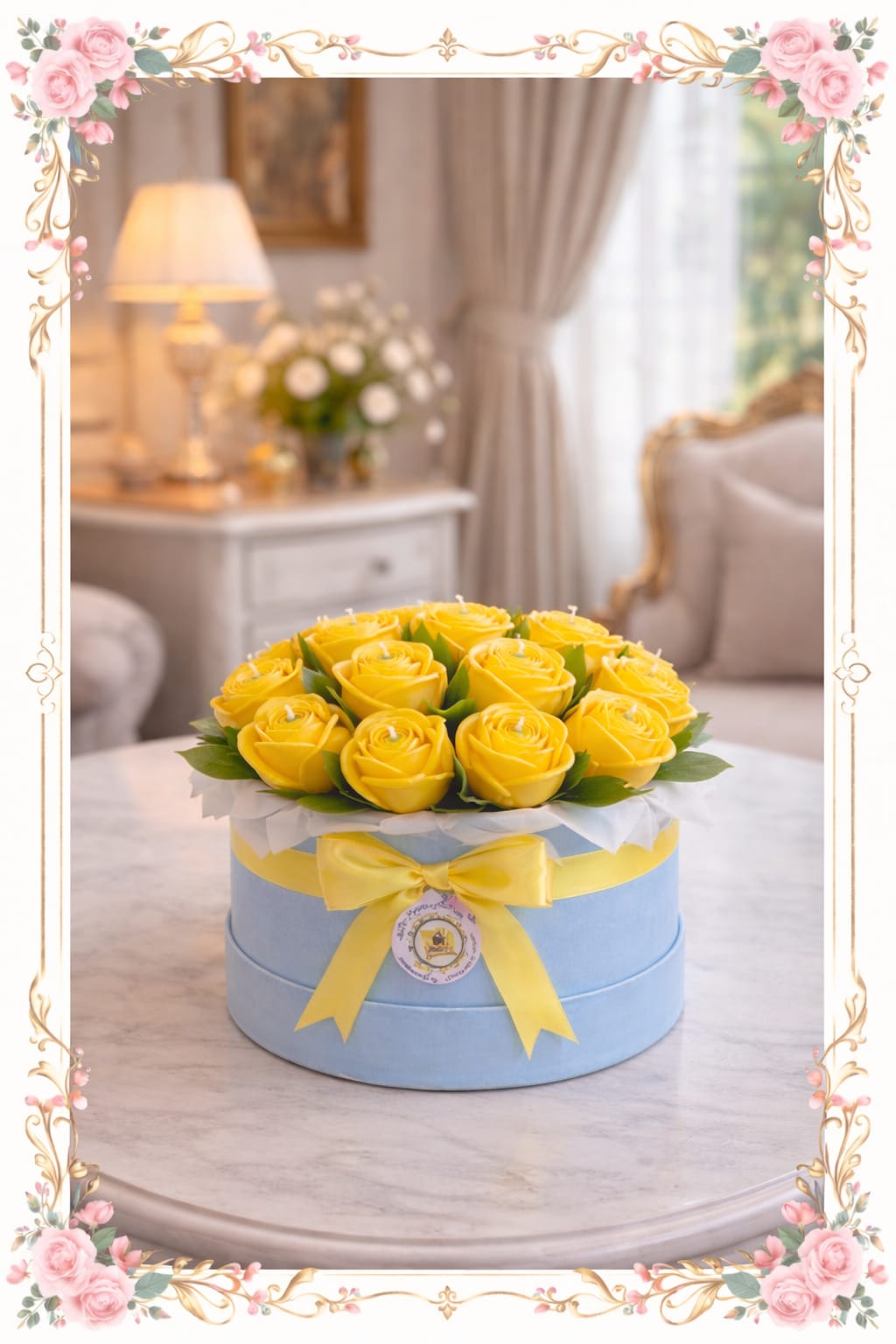 Royal Luxe  Yellow Rose Candle Bouquet
