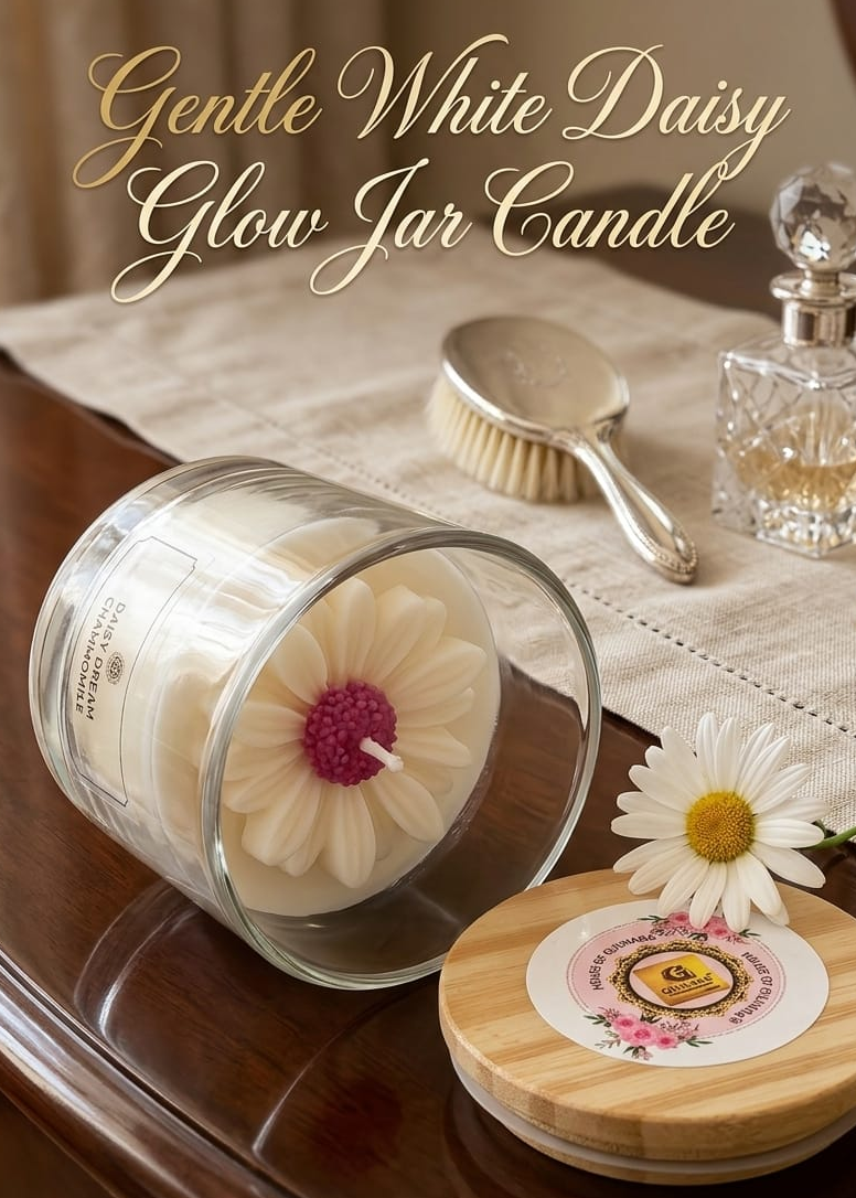 Gentle White Daisy Glow Jar Candle