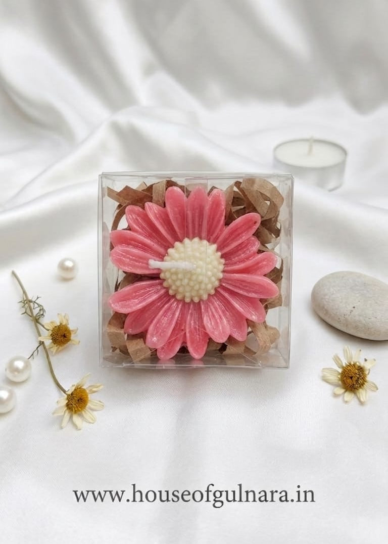 pink daisy candles