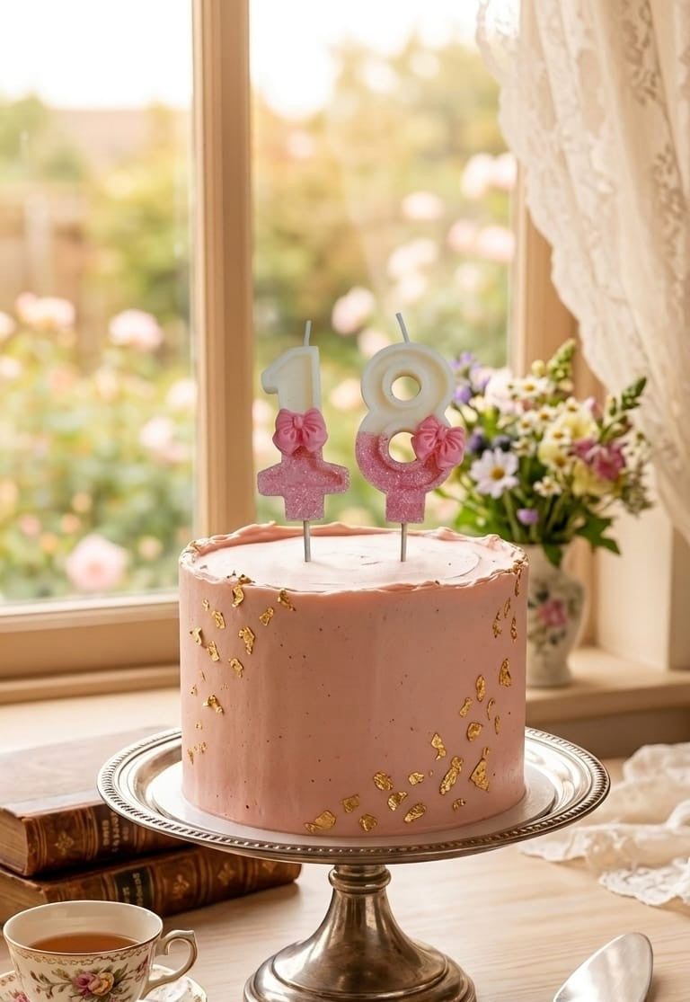 Eight Number Pink Bow Glitter Candle – Cake Topper