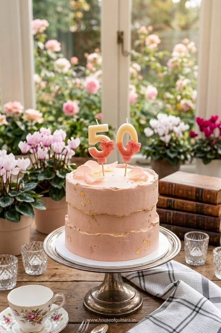 One number Pink bow glitter Candle - cake topper