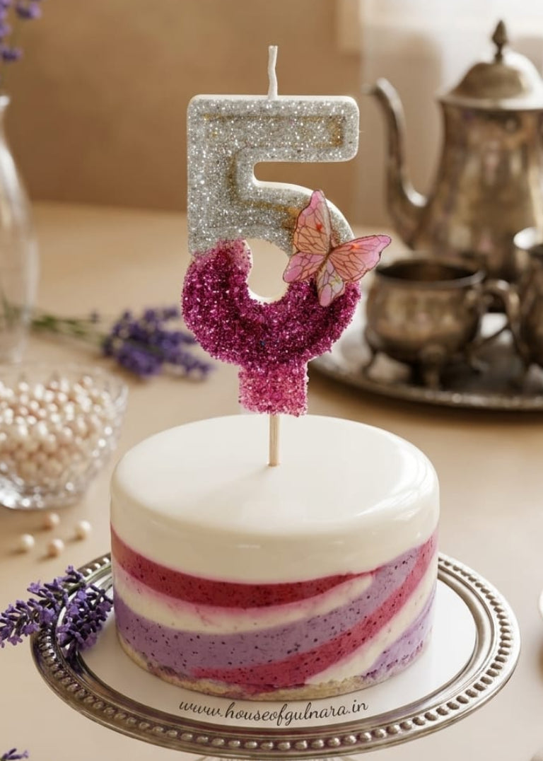 Full Set of 1 to 9 Butterfly Glitter Number Candles – Cake Toppers