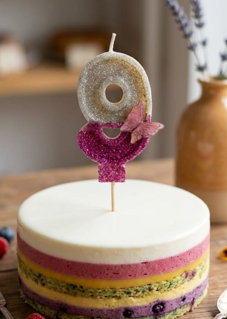 Full Set of 1 to 9 Butterfly Glitter Number Candles – Cake Toppers