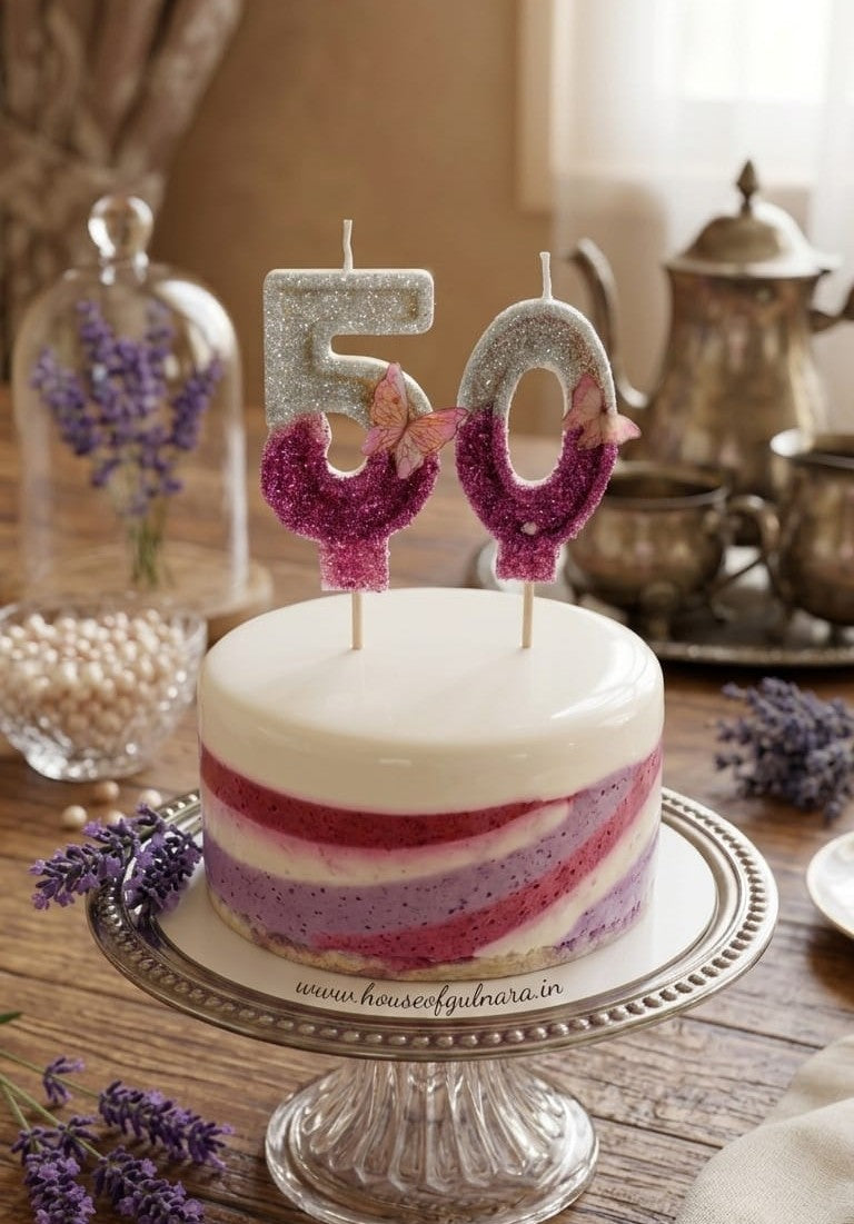 Zero number butterfly glitter Candle - cake topper