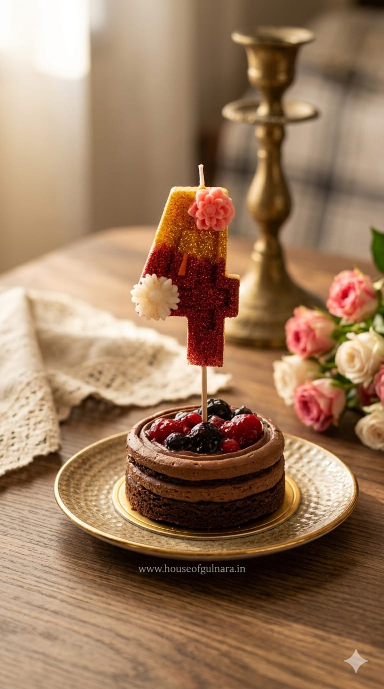 Full Set of 1 to 9 Floral Glitter Candle with Stick – Cake Topper