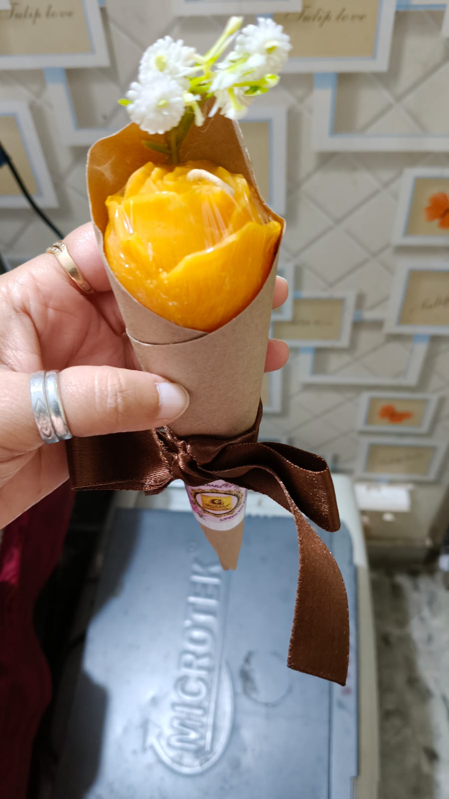 Yellow rose single wrap candle
