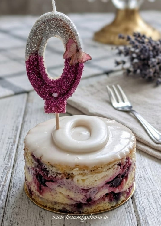 Zero number butterfly glitter Candle - cake topper