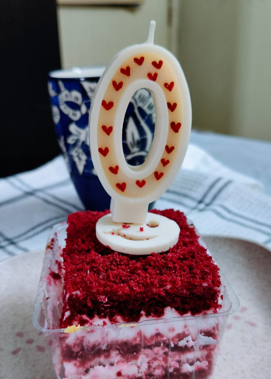 Zero number mini red heart Candle with Stick – Cake Topper