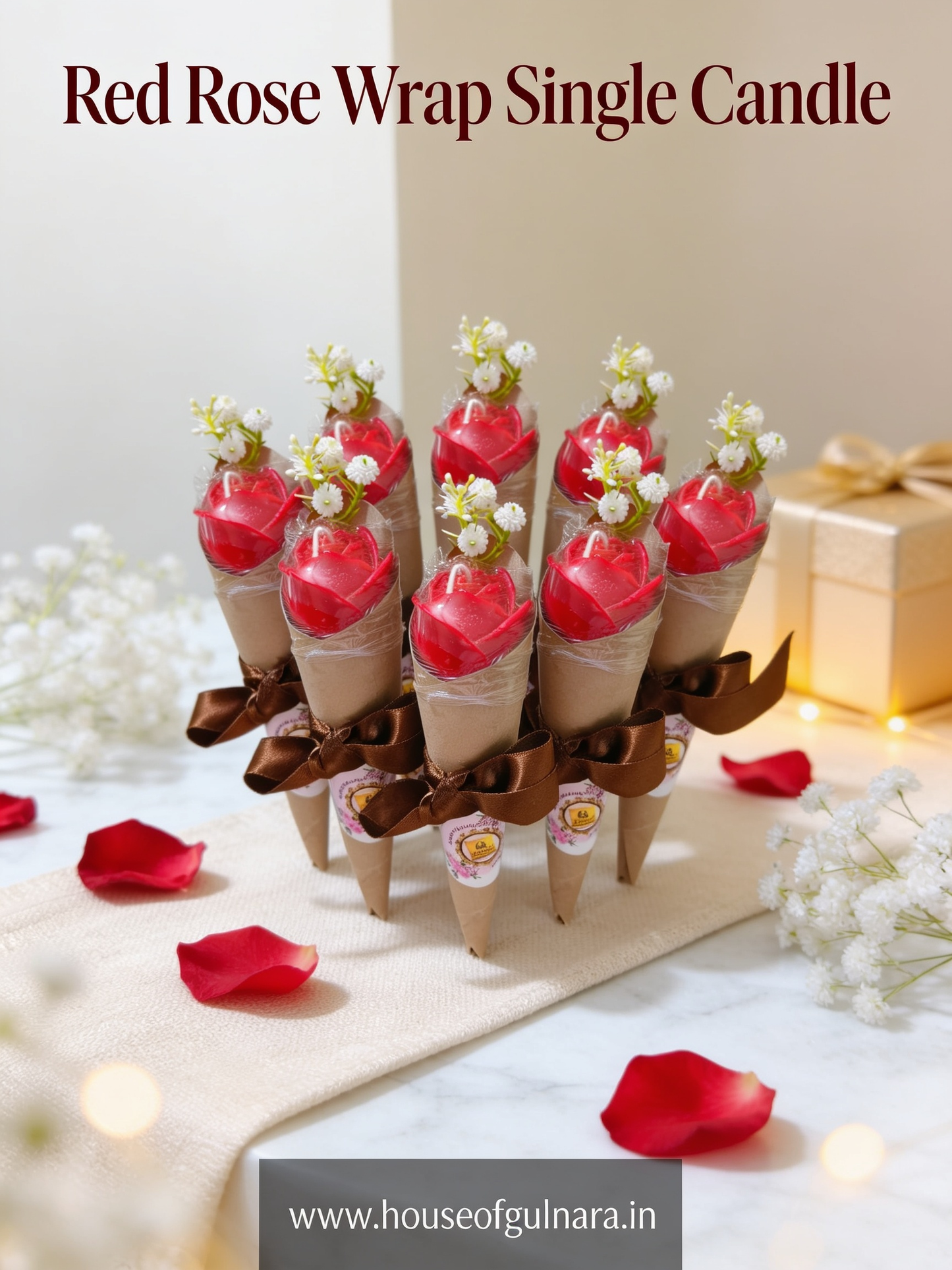 Red rose single wrap candle