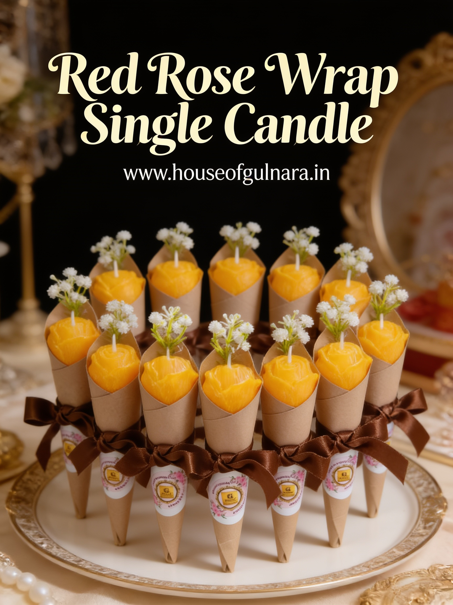 Yellow rose single wrap candle