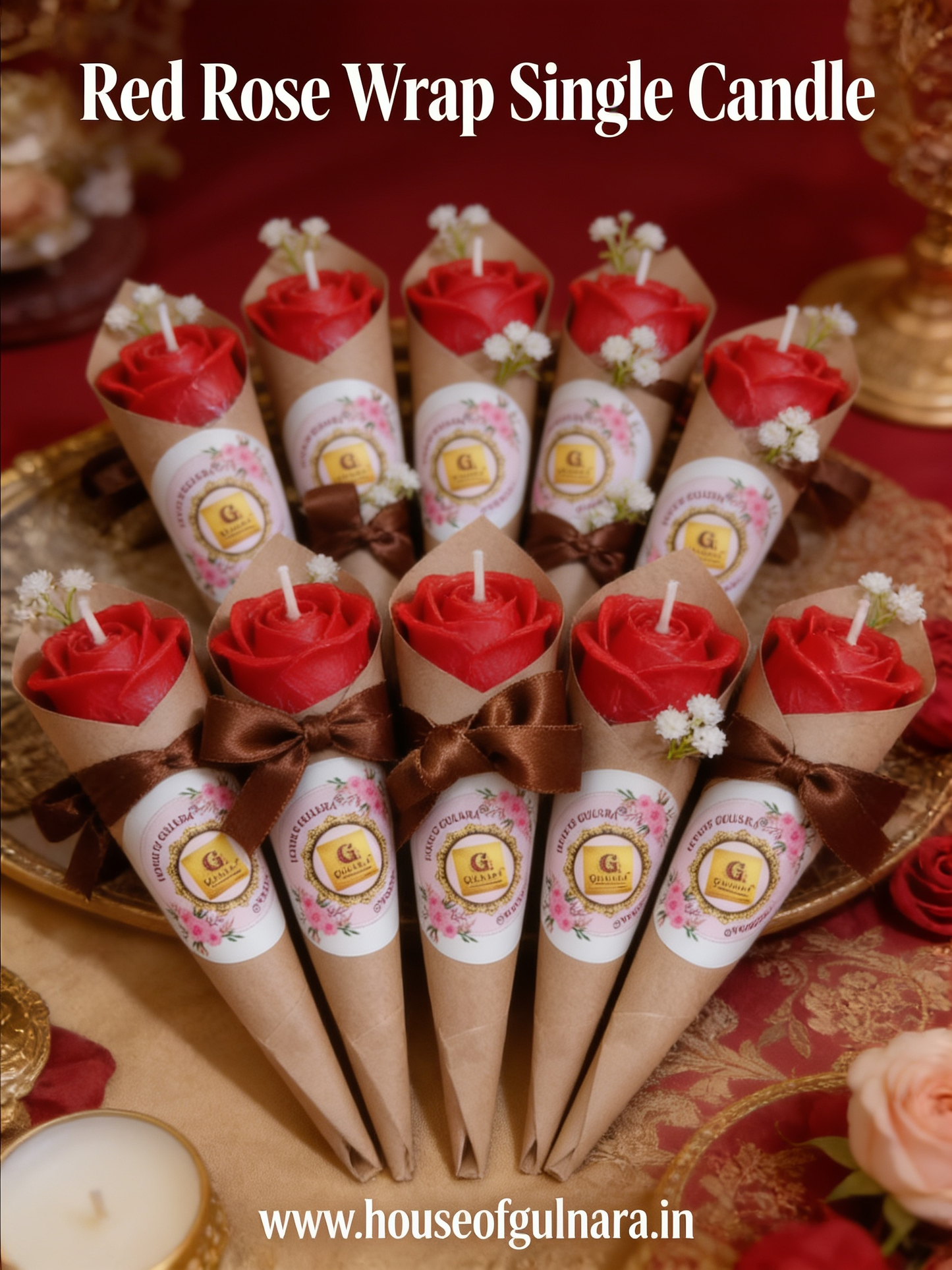 Red rose single wrap candle