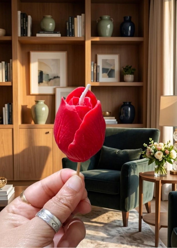 Tulip candle with stick - cake topper