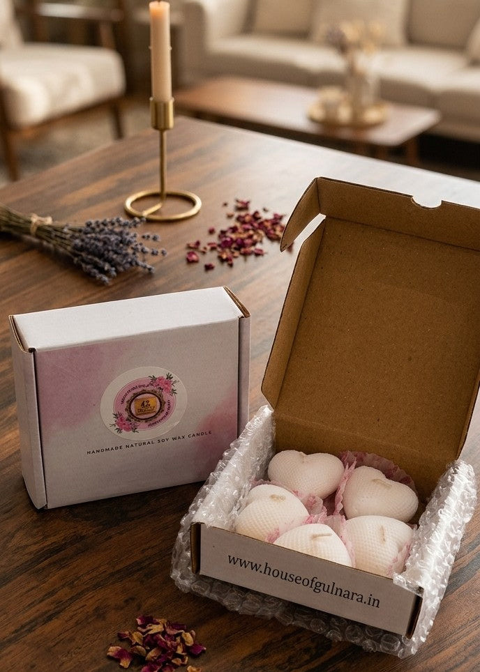 white Mini Heart candle set of 5